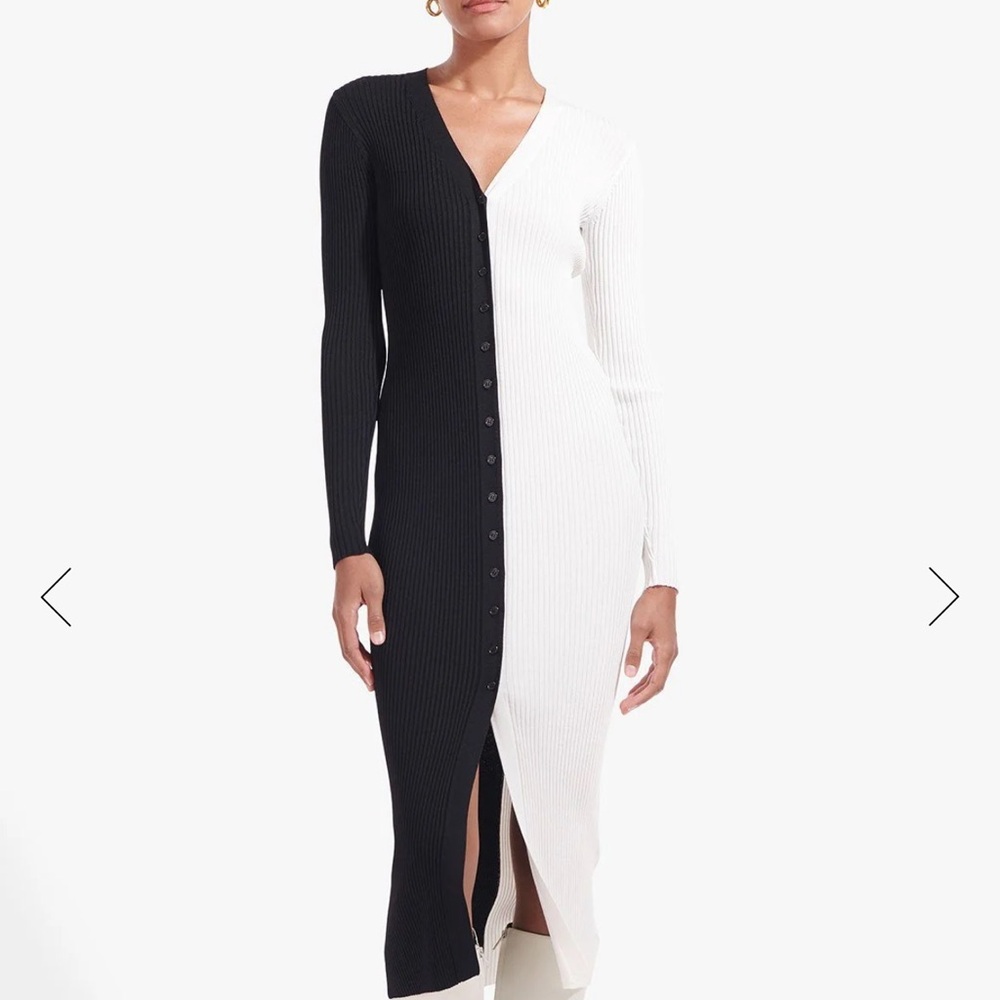 Staud Shoko Sweater Dress Navy White